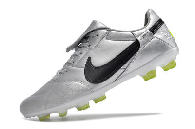 Nike The Premier 3 FG Low-Tops Soccer Cleats - Silver/Black/Yellow