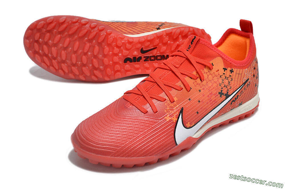 Nike Air Zoom Mercurial Vapor 15 Pro TF Low-Tops Soccer Shoes - Red/White/Black 3
