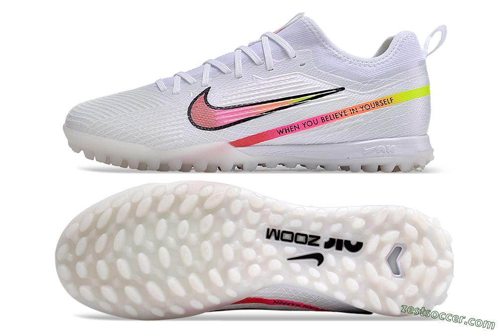 Nike Air Zoom Mercurial Vapor 15 Pro TF Low-Tops Soccer Shoes - White/Pink/Black/Yellow 1