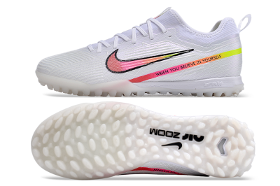 Nike Air Zoom Mercurial Vapor 15 Pro TF Low-Tops Soccer Shoes - White/Pink/Black/Yellow