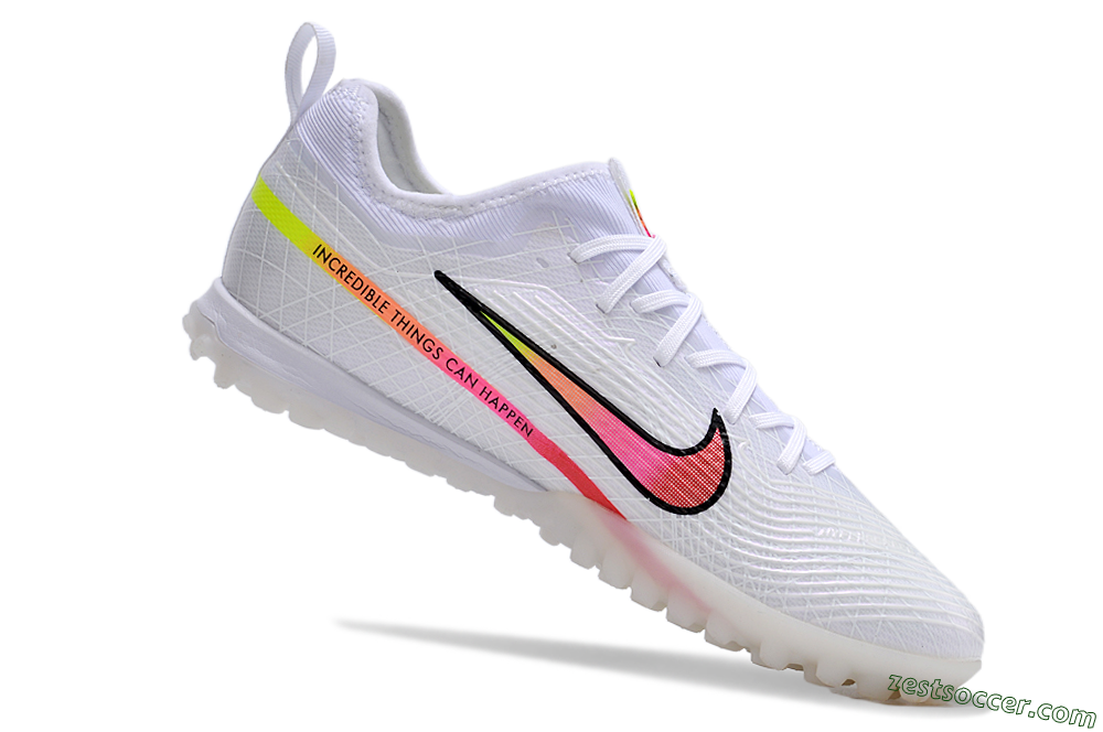 Nike Air Zoom Mercurial Vapor 15 Pro TF Low-Tops Soccer Shoes - White/Pink/Black/Yellow 4