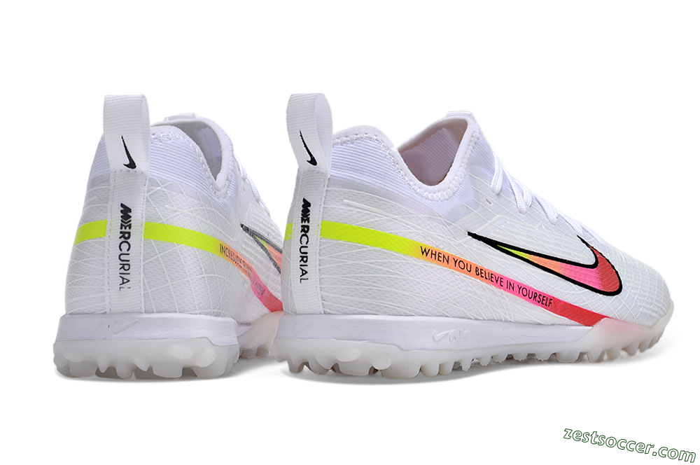 Nike Air Zoom Mercurial Vapor 15 Pro TF Low-Tops Soccer Shoes - White/Pink/Black/Yellow 6