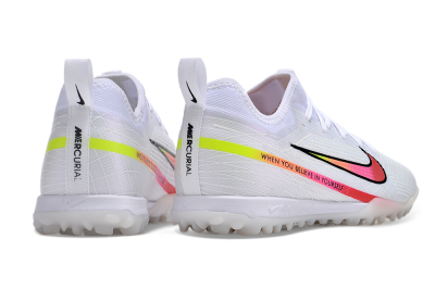 Nike Air Zoom Mercurial Vapor 15 Pro TF Low-Tops Soccer Shoes - White/Pink/Black/Yellow