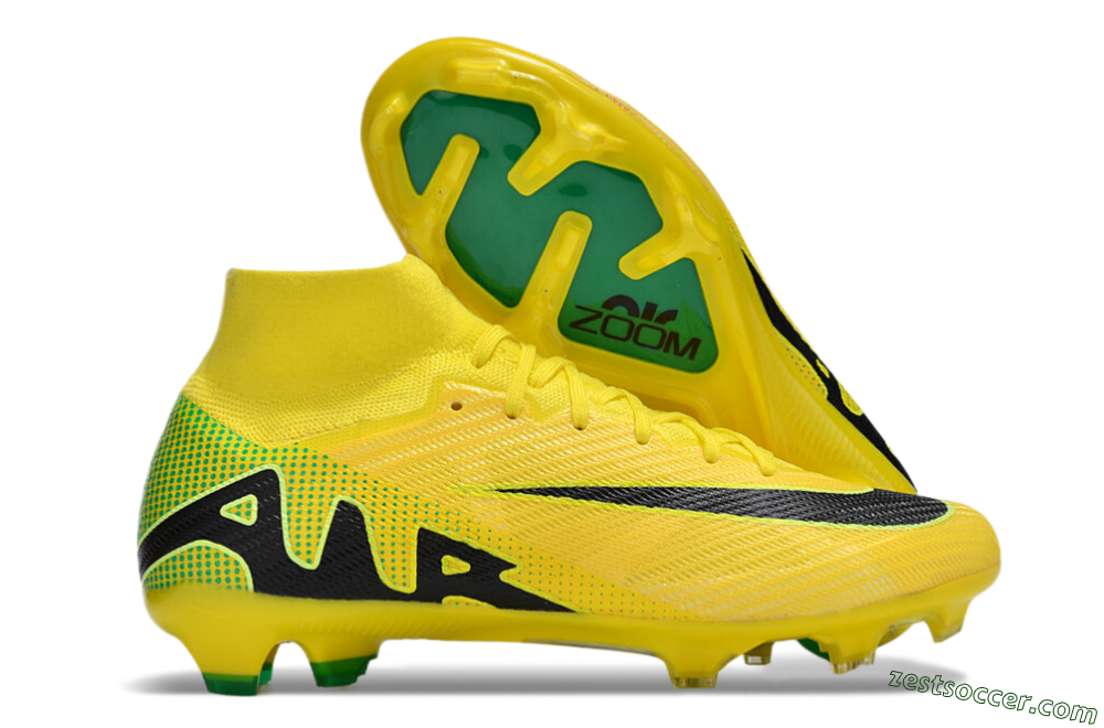 Nike Air Zoom Mercurial Superfly 9 Elite FG High-Tops Soccer Cleats - Yellow/Black/Green 0