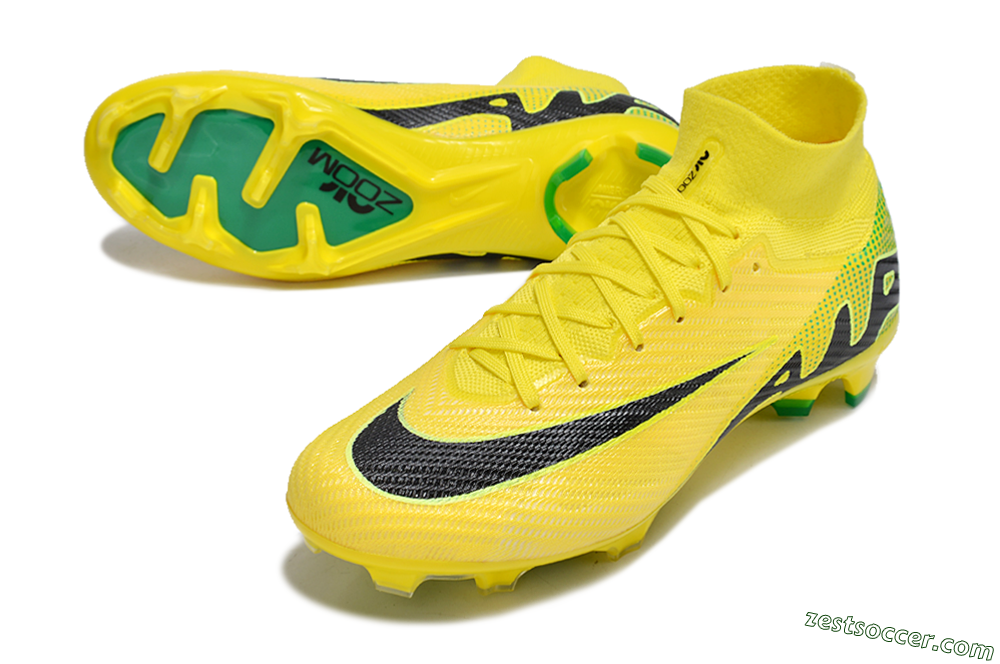 Nike Air Zoom Mercurial Superfly 9 Elite FG High-Tops Soccer Cleats - Yellow/Black/Green 3