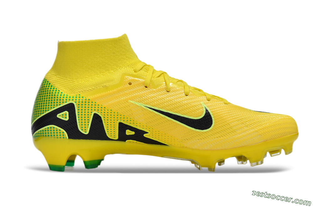 Nike Air Zoom Mercurial Superfly 9 Elite FG High-Tops Soccer Cleats - Yellow/Black/Green 5