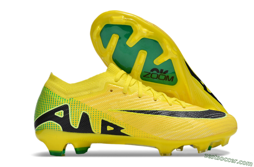 Nike Air Zoom Mercurial Vapor 15 Elite FG Low-Tops Soccer Cleats - Yellow/Black/Green 0