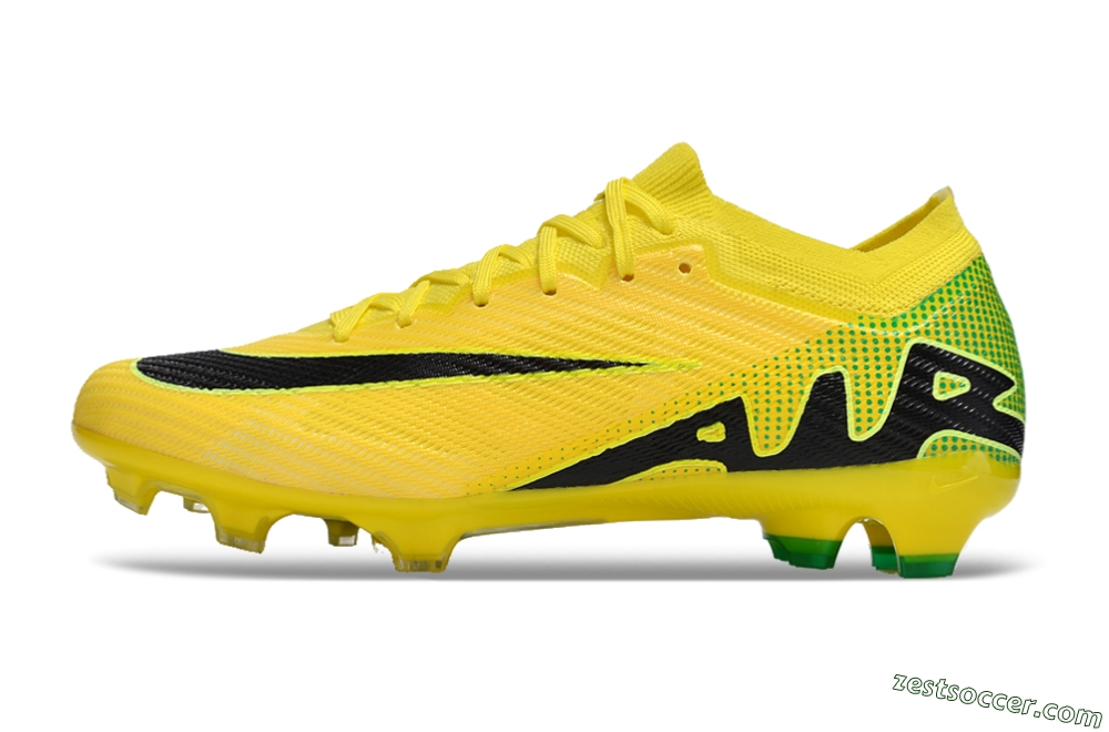 Nike Air Zoom Mercurial Vapor 15 Elite FG Low-Tops Soccer Cleats - Yellow/Black/Green 2