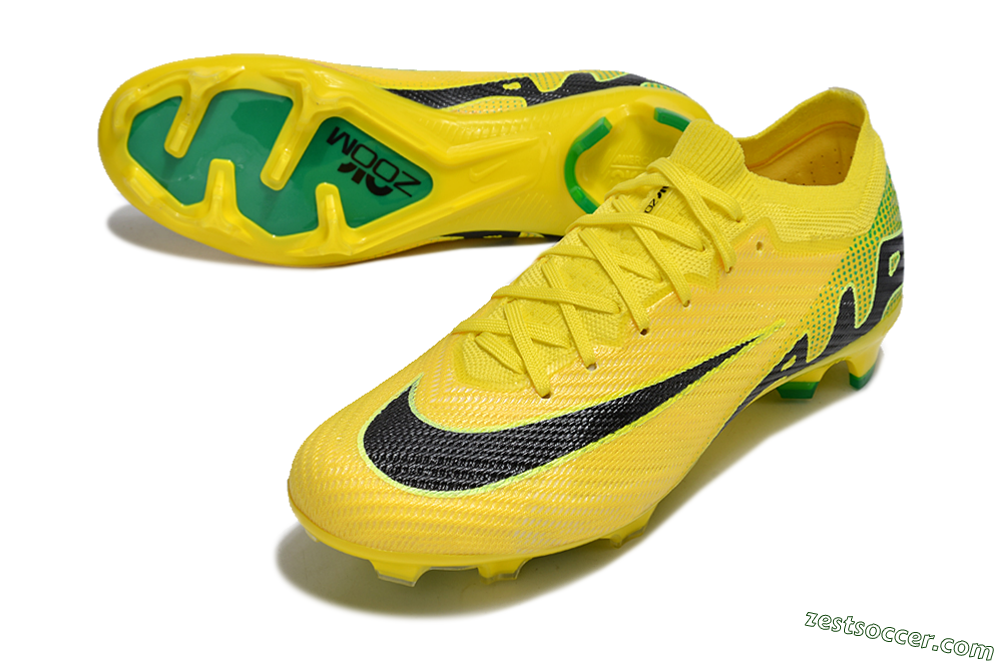 Nike Air Zoom Mercurial Vapor 15 Elite FG Low-Tops Soccer Cleats - Yellow/Black/Green 3