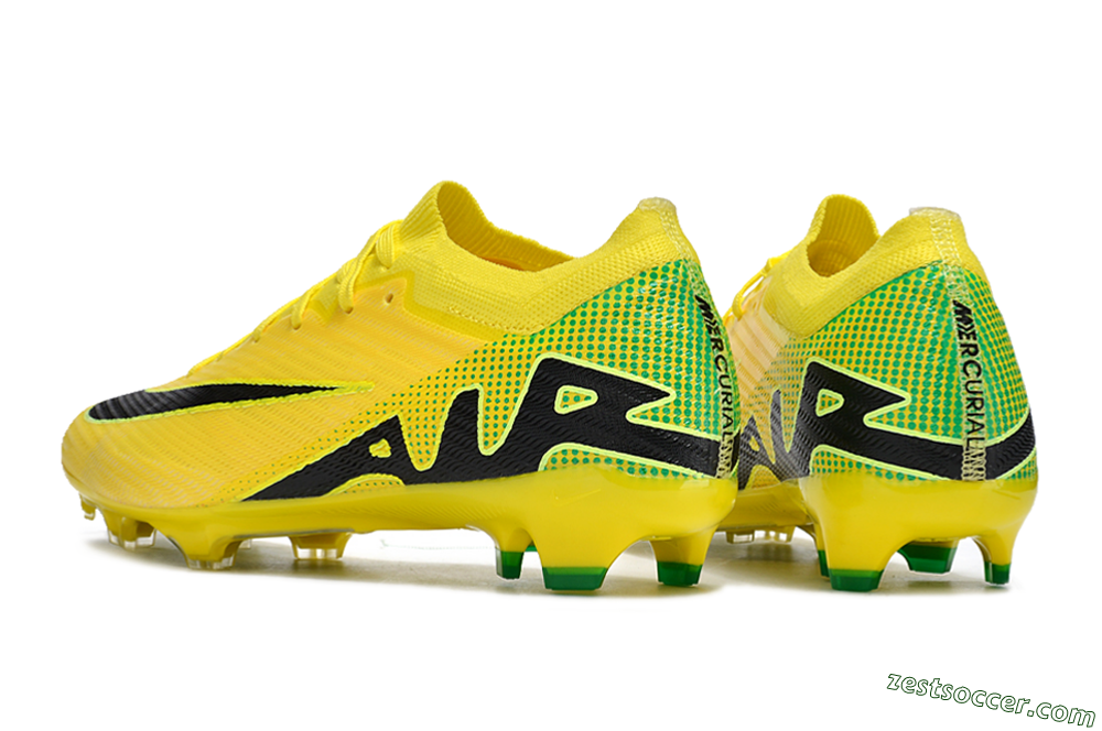 Nike Air Zoom Mercurial Vapor 15 Elite FG Low-Tops Soccer Cleats - Yellow/Black/Green 4