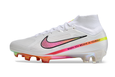 Nike Air Zoom Mercurial Superfly 9 Elite FG High-Tops Soccer Cleats - White/Pink/Black/Yellow/Gold