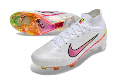 Nike Air Zoom Mercurial Superfly 9 Elite FG High-Tops Soccer Cleats - White/Pink/Black/Yellow/Gold