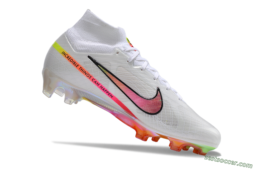 Nike Air Zoom Mercurial Superfly 9 Elite FG High-Tops Soccer Cleats - White/Pink/Black/Yellow/Gold 4