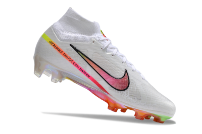 Nike Air Zoom Mercurial Superfly 9 Elite FG High-Tops Soccer Cleats - White/Pink/Black/Yellow/Gold