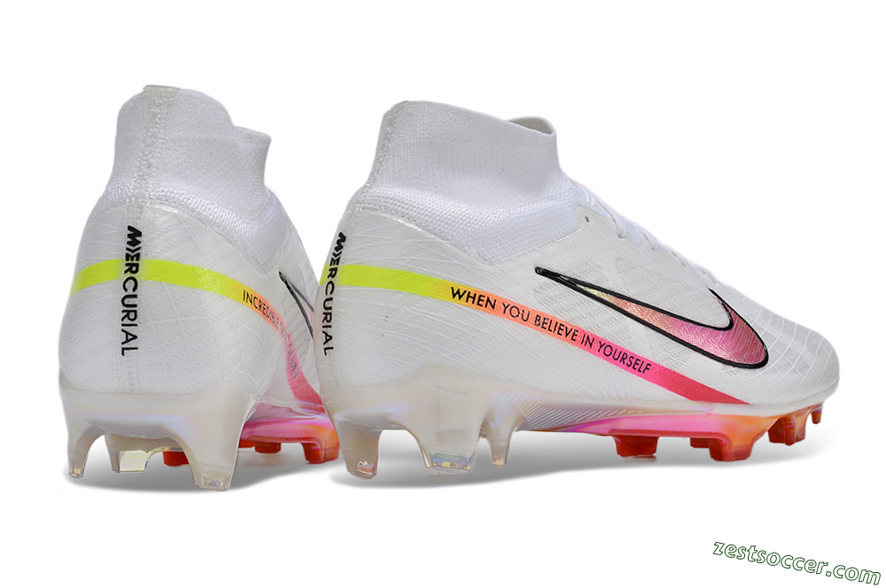 Nike Air Zoom Mercurial Superfly 9 Elite FG High-Tops Soccer Cleats - White/Pink/Black/Yellow/Gold 6