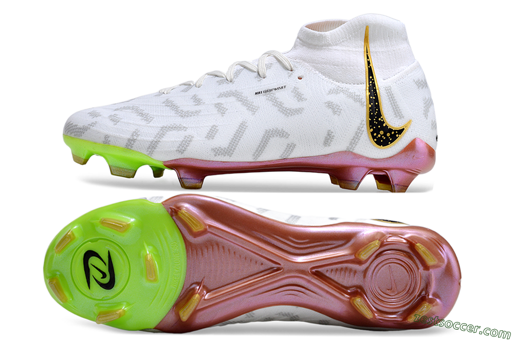 Nike Phantom Luna Elite NU FG High-Tops Soccer Cleats - White/Gold/Black 1