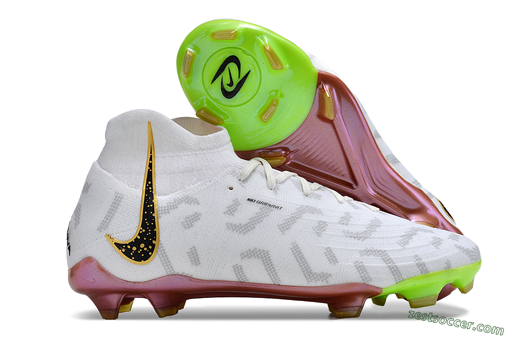 Nike Phantom Luna Elite NU FG High-Tops Soccer Cleats - White/Gold/Black 0