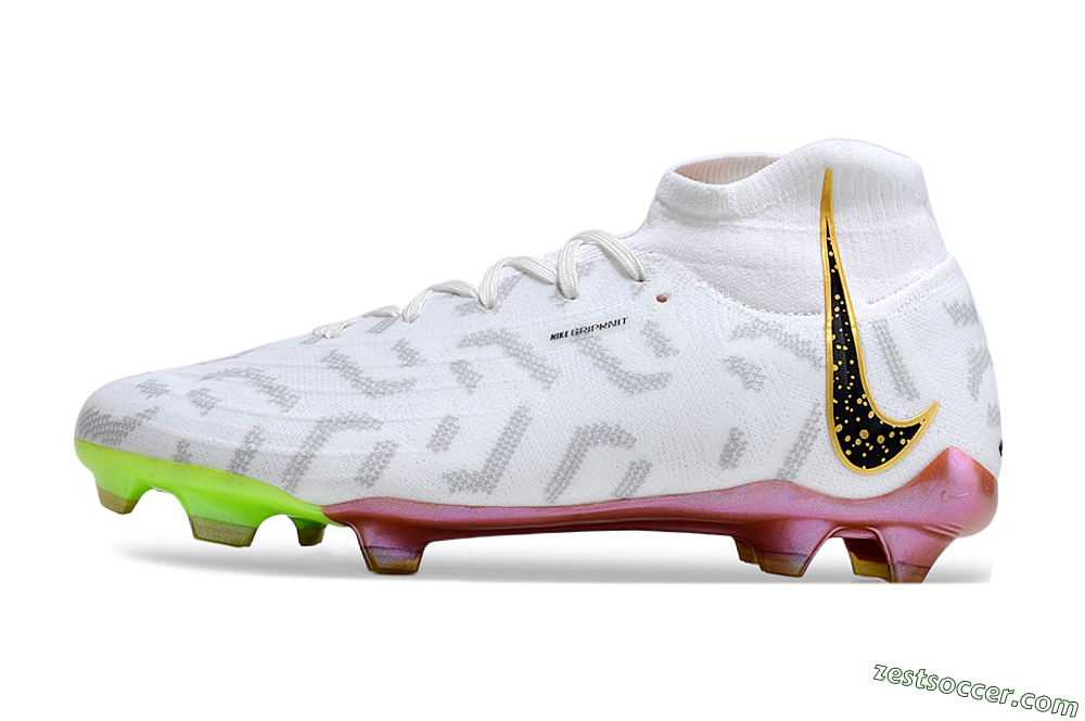 Nike Phantom Luna Elite NU FG High-Tops Soccer Cleats - White/Gold/Black 2