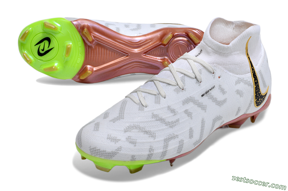 Nike Phantom Luna Elite NU FG High-Tops Soccer Cleats - White/Gold/Black 3