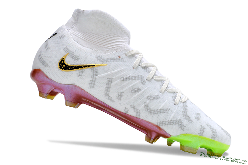 Nike Phantom Luna Elite NU FG High-Tops Soccer Cleats - White/Gold/Black 4