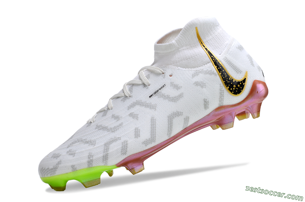 Nike Phantom Luna Elite NU FG High-Tops Soccer Cleats - White/Gold/Black 5