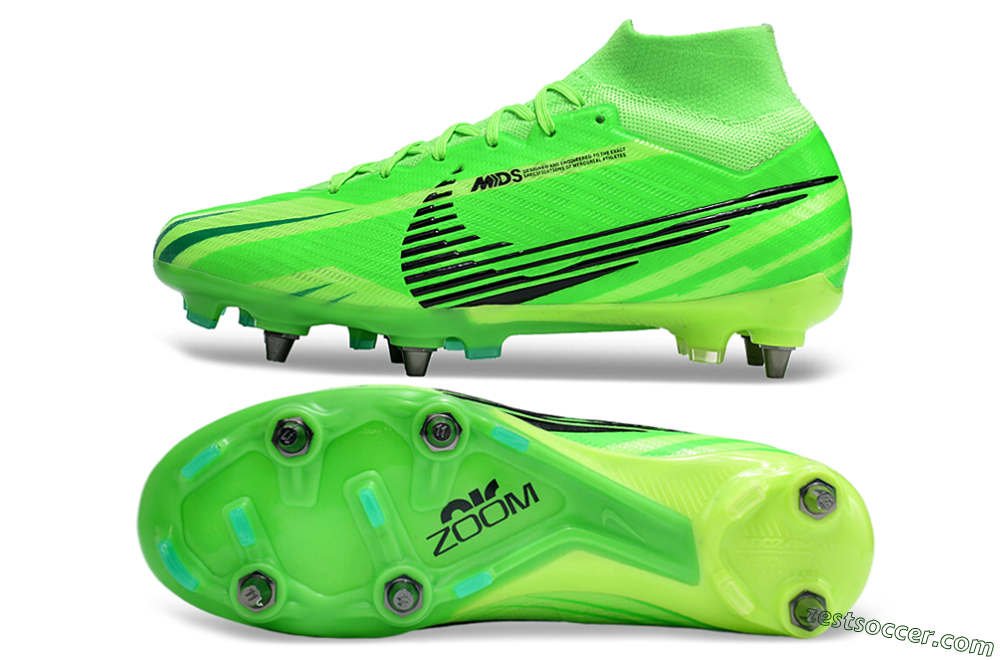 Nike Air Zoom Mercurial Superfly 9 Elite SG High-Tops Soccer Cleats - Green/Black/Yellow 1