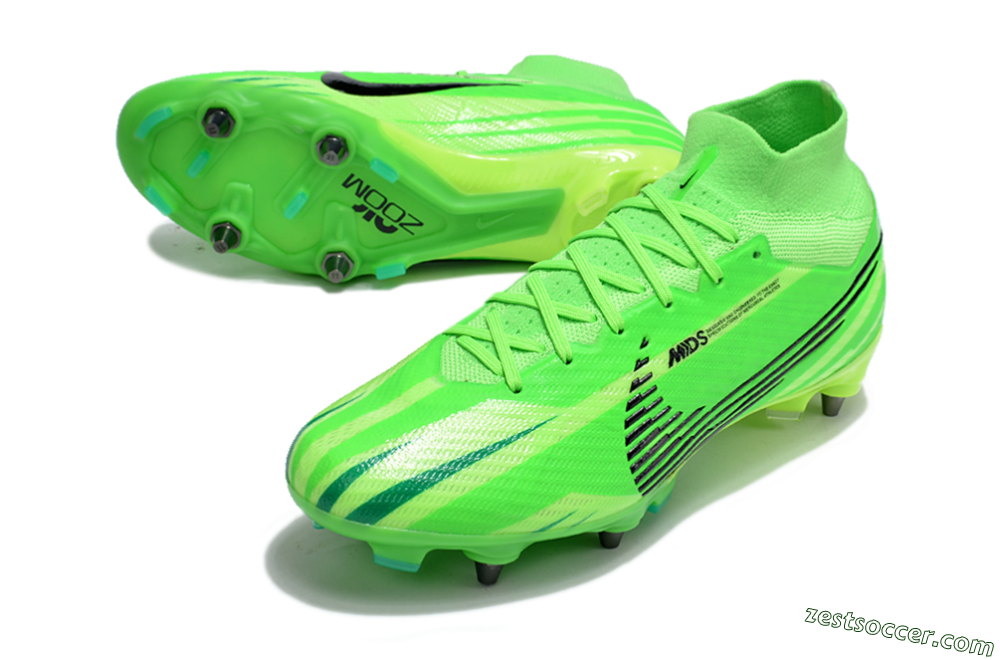 Nike Air Zoom Mercurial Superfly 9 Elite SG High-Tops Soccer Cleats - Green/Black/Yellow 3