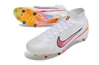 Nike Air Zoom Mercurial Superfly 9 Elite SG High-Tops Soccer Cleats - White/Pink/Black/Yellow/Gold