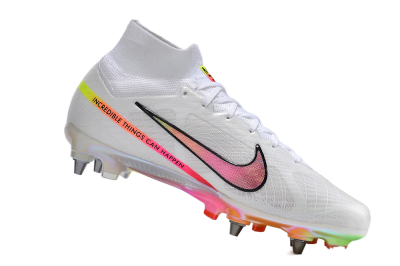 Nike Air Zoom Mercurial Superfly 9 Elite SG High-Tops Soccer Cleats - White/Pink/Black/Yellow/Gold