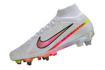 Nike Air Zoom Mercurial Superfly 9 Elite SG High-Tops Soccer Cleats - White/Pink/Black/Yellow/Gold