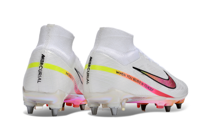 Nike Air Zoom Mercurial Superfly 9 Elite SG High-Tops Soccer Cleats - White/Pink/Black/Yellow/Gold
