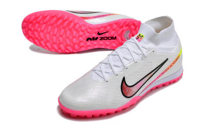 Nike Air Zoom Mercurial Superfly 9 Elite TF High-Tops Soccer Shoes - White/Pink/Black/Yellow