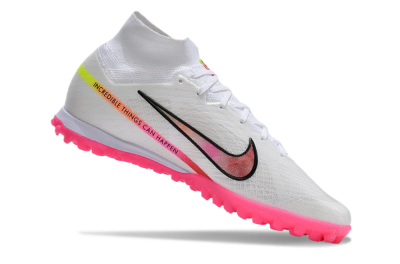Nike Air Zoom Mercurial Superfly 9 Elite TF High-Tops Soccer Shoes - White/Pink/Black/Yellow
