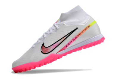 Nike Air Zoom Mercurial Superfly 9 Elite TF High-Tops Soccer Shoes - White/Pink/Black/Yellow