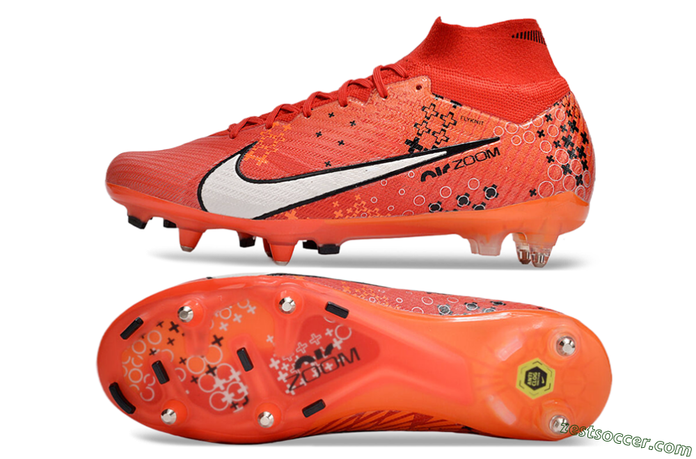 Nike Air Zoom Mercurial Superfly 9 Elite SG High-Tops Soccer Cleats - Red/White/Black 1