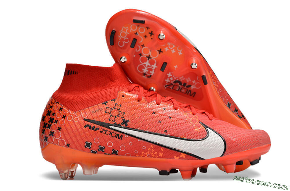 Nike Air Zoom Mercurial Superfly 9 Elite SG High-Tops Soccer Cleats - Red/White/Black 0