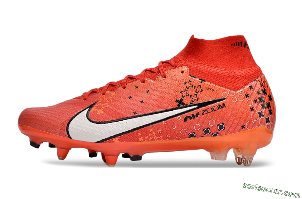 Nike Air Zoom Mercurial Superfly 9 Elite SG High-Tops Soccer Cleats - Red/White/Black 2