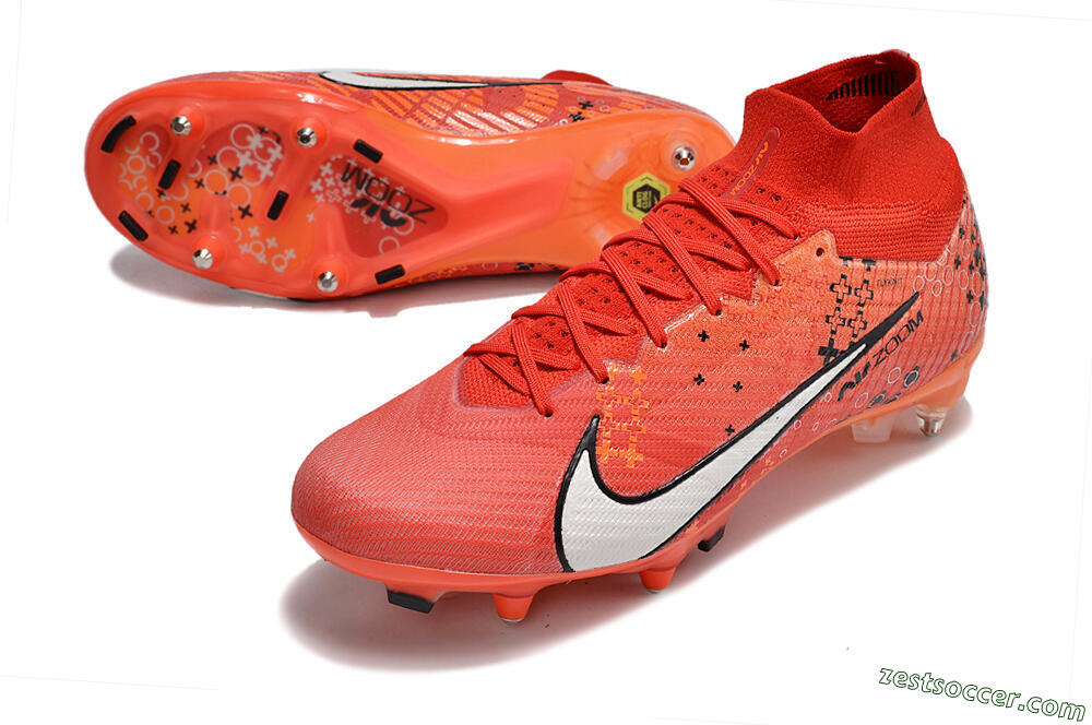 Nike Air Zoom Mercurial Superfly 9 Elite SG High-Tops Soccer Cleats - Red/White/Black 3