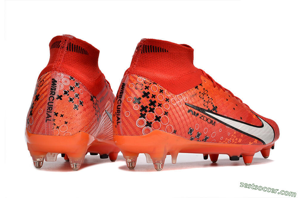 Nike Air Zoom Mercurial Superfly 9 Elite SG High-Tops Soccer Cleats - Red/White/Black 6