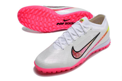 Nike Air Zoom Mercurial Vapor 15 Elite TF Low-Tops Soccer Shoes - White/Pink/Black/Yellow