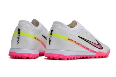 Nike Air Zoom Mercurial Vapor 15 Elite TF Low-Tops Soccer Shoes - White/Pink/Black/Yellow