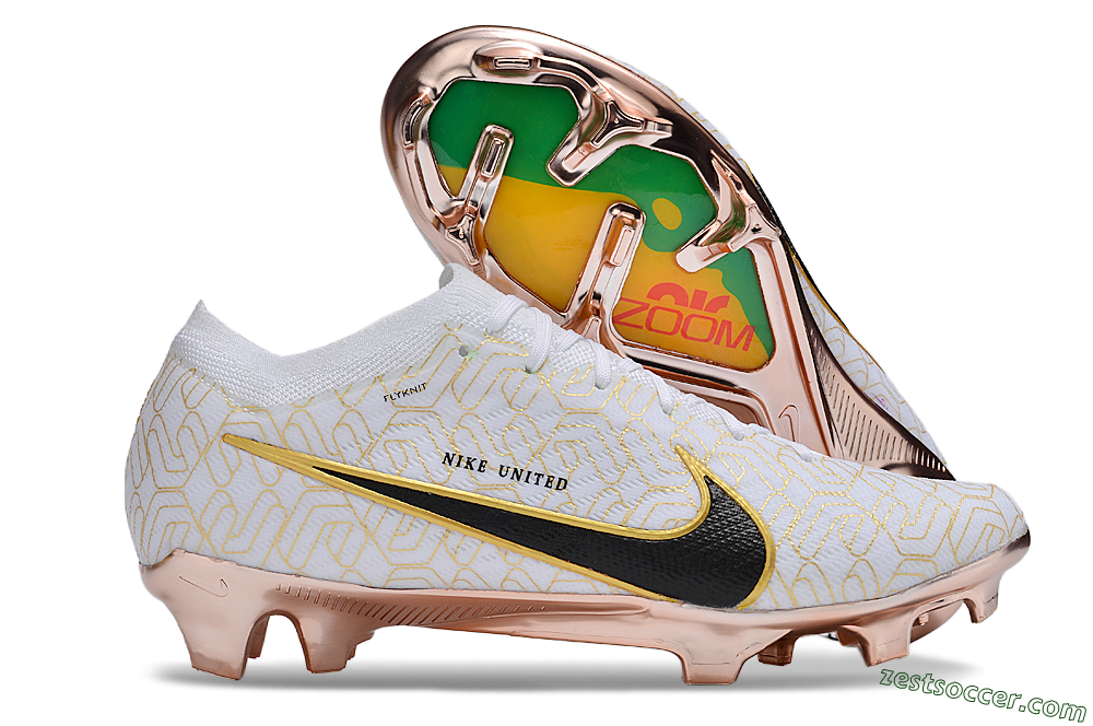 Nike Air Zoom Mercurial Vapor 15 Elite FG Low-Tops Soccer Cleats - White/Gold/Black 0