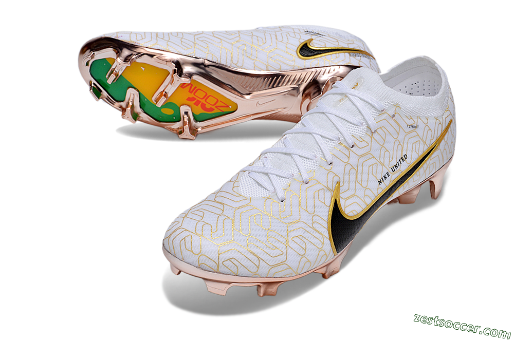 Nike Air Zoom Mercurial Vapor 15 Elite FG Low-Tops Soccer Cleats - White/Gold/Black 3
