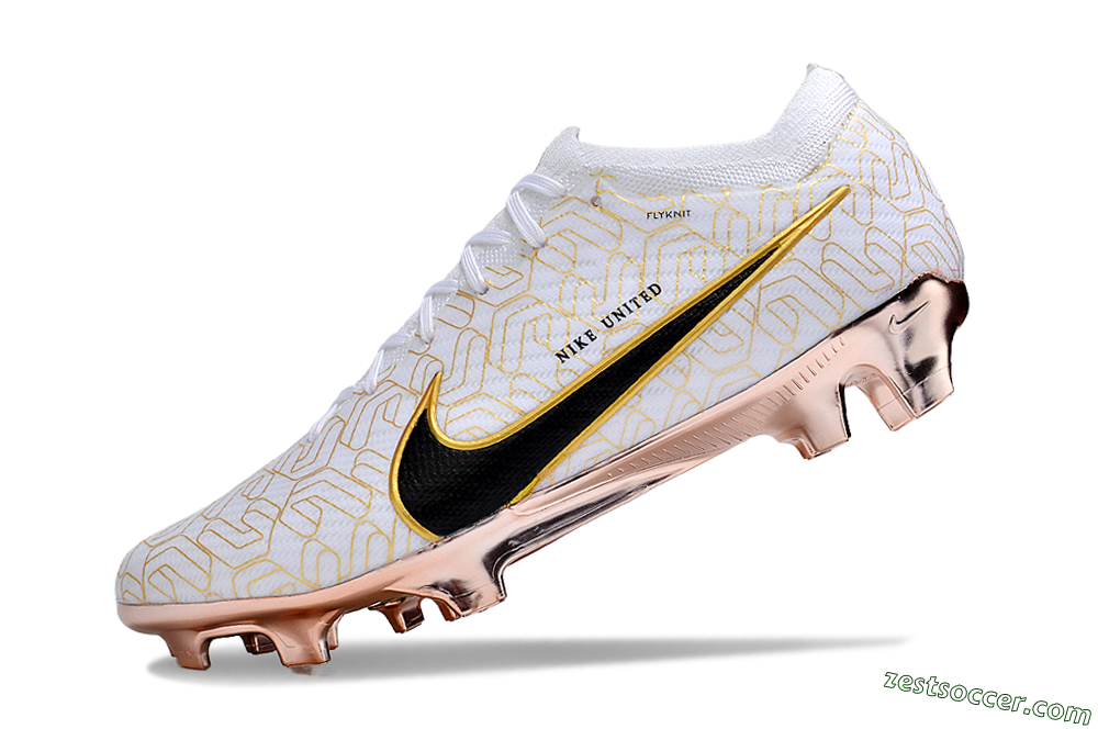 Nike Air Zoom Mercurial Vapor 15 Elite FG Low-Tops Soccer Cleats - White/Gold/Black 5