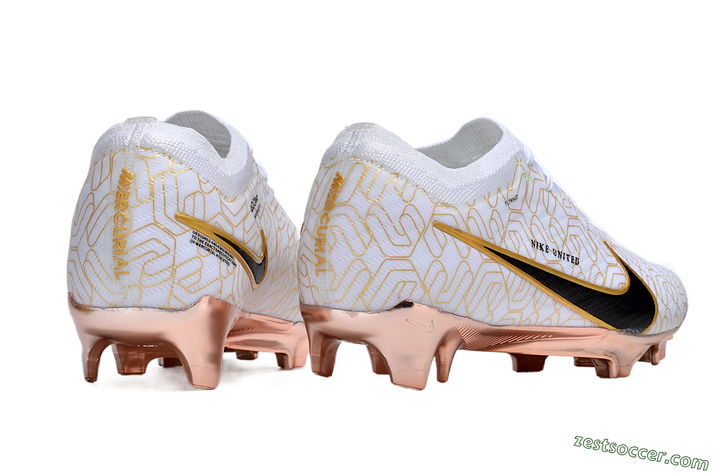 Nike Air Zoom Mercurial Vapor 15 Elite FG Low-Tops Soccer Cleats - White/Gold/Black 6