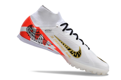 Nike Air Zoom Mercurial Superfly 9 Elite TF High-Tops Soccer Shoes - White/Red/Gold
