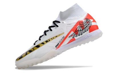 Nike Air Zoom Mercurial Superfly 9 Elite TF High-Tops Soccer Shoes - White/Red/Gold