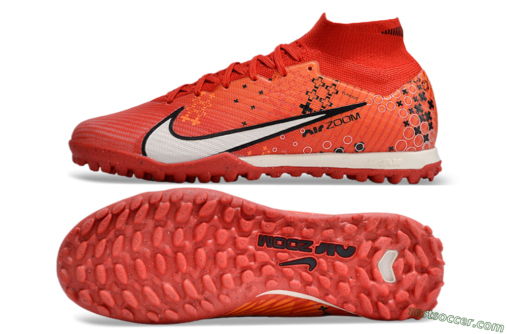 Nike Air Zoom Mercurial Superfly 9 Elite TF High-Tops Soccer Shoes - Red/White/Black 1