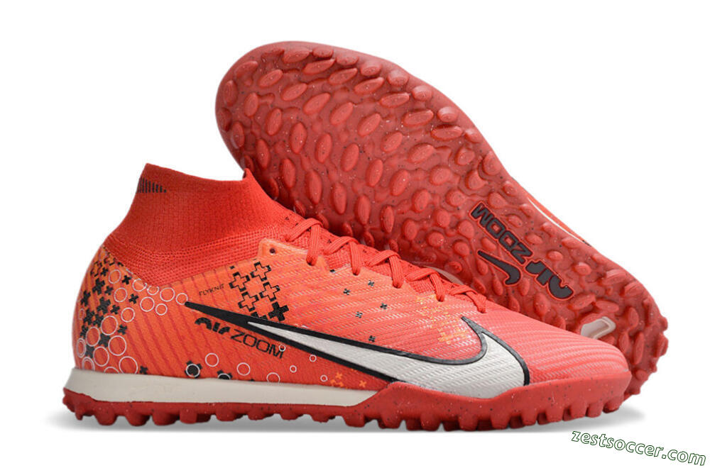 Nike Air Zoom Mercurial Superfly 9 Elite TF High-Tops Soccer Shoes - Red/White/Black 0