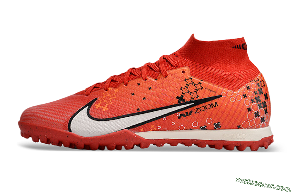 Nike Air Zoom Mercurial Superfly 9 Elite TF High-Tops Soccer Shoes - Red/White/Black 2